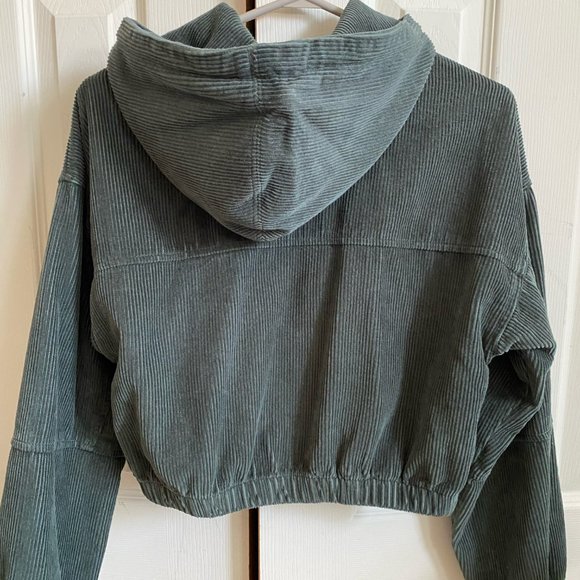 BDG Green Corduroy Hooded Cropped Jacket XS - Picture 13 of 16